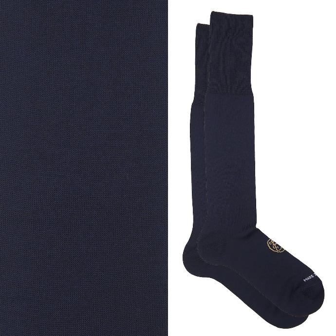 Calza lunga cotone Makò Mercerizzato con polsino inglese fondo blu Tinta Unita - GIALLO DESERTO