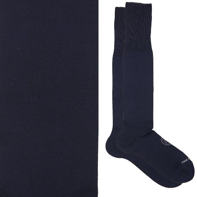 Calza lunga cotone Makò Mercerizzato con polsino inglese fondo blu Tinta Unita - GRIGIO CENERE