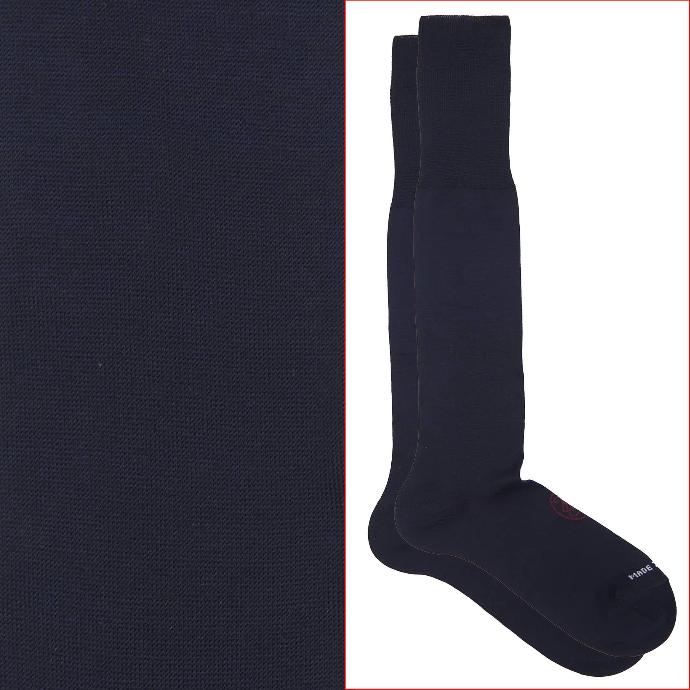 Calza lunga cotone Makò Mercerizzato con polsino inglese fondo blu Tinta Unita - ROSSO BAROLO