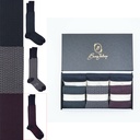 Box 6 paia miste calza lunga Spigato cotone Makò con polsino inglese - Verde scuro LARICE, Grigio CENERE, Rosso scuro BAROLO e Tinta Unita