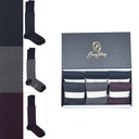 Box 6 paia miste calza lunga Principe di Galles cotone Makò con polsino inglese - Verde scuro LARICE, Grigio CENERE, Rosso scuro BAROLO e Tinta Unita