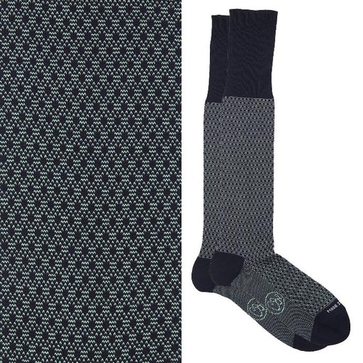 Calza lunga cotone Makò Mercerizzato con polsino inglese fondo blu Principe di Galles - VERDE CHIARO MENTA