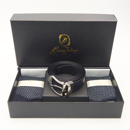 CONFEZIONE 2 PAIA CALZA UOMO E CINTURA IN PELLE LUXURY - MOTIVI MENTA