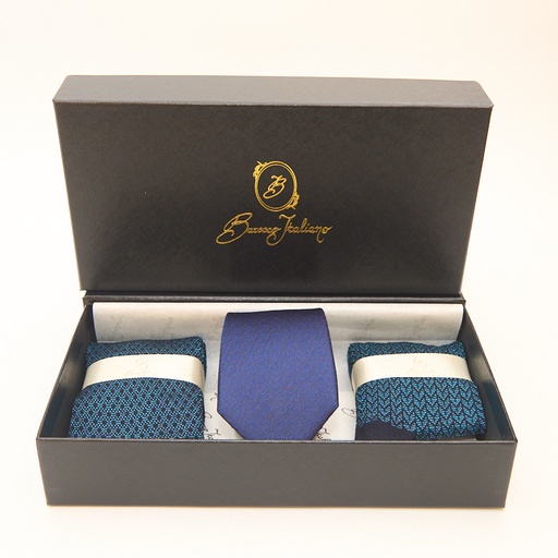 Box calza lunga cotone Makò Mercerizzato con polsino inglese e Cravatta in seta fatta a mano - CELESTE SORGENTE