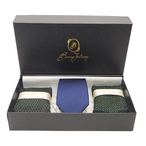 Box calza lunga cotone Makò Mercerizzato con polsino inglese e Cravatta in seta fatta a mano - VERDE PRATO