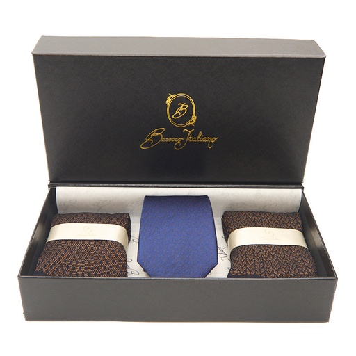 Box calza lunga cotone Makò Mercerizzato con polsino inglese e Cravatta in seta fatta a mano - MARRONE ROVERE