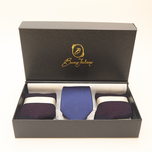 Box calza lunga cotone Makò Mercerizzato con polsino inglese e Cravatta in seta fatta a mano - ROSSO BAROLO